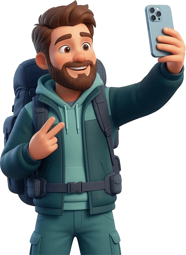 Traveler staying connected with an eSIM